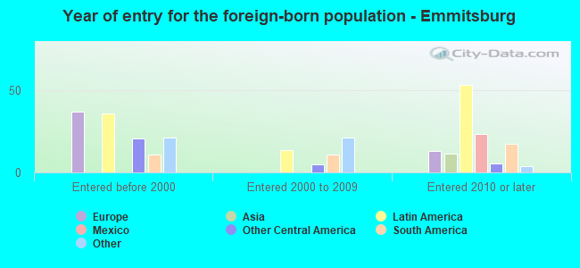 Year of entry for the foreign-born population - Emmitsburg