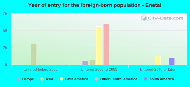 Year of entry for the foreign-born population - Enetai