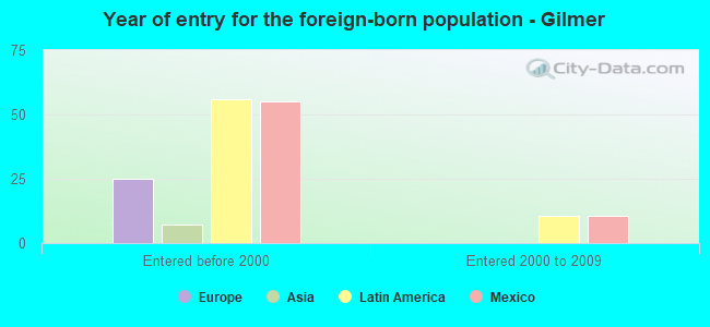 Year of entry for the foreign-born population - Gilmer