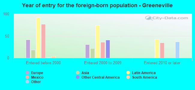 Year of entry for the foreign-born population - Greeneville