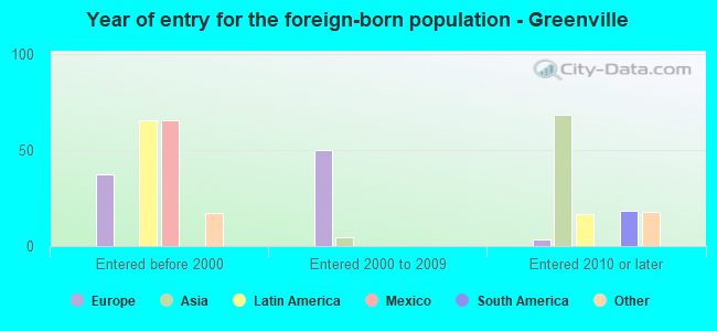 Year of entry for the foreign-born population - Greenville