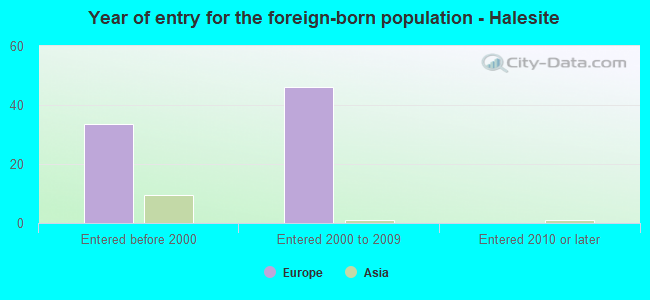 Year of entry for the foreign-born population - Halesite
