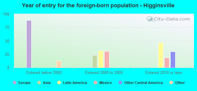 Year of entry for the foreign-born population - Higginsville