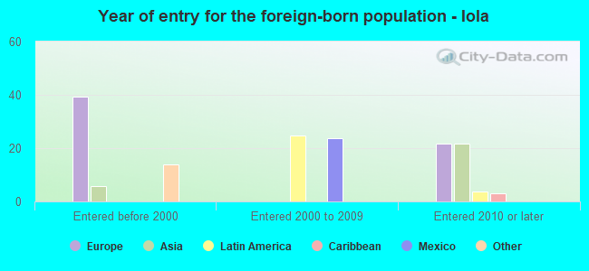 Year of entry for the foreign-born population - Iola