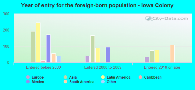 Year of entry for the foreign-born population - Iowa Colony