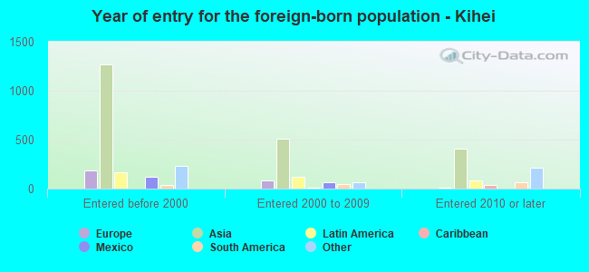 Year of entry for the foreign-born population - Kihei