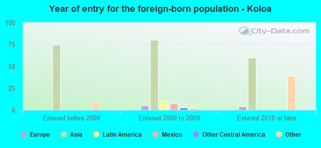 Year of entry for the foreign-born population - Koloa