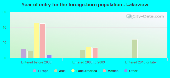 Year of entry for the foreign-born population - Lakeview