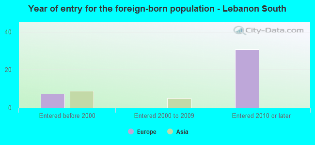 Year of entry for the foreign-born population - Lebanon South
