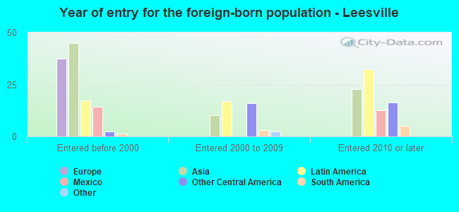 Year of entry for the foreign-born population - Leesville