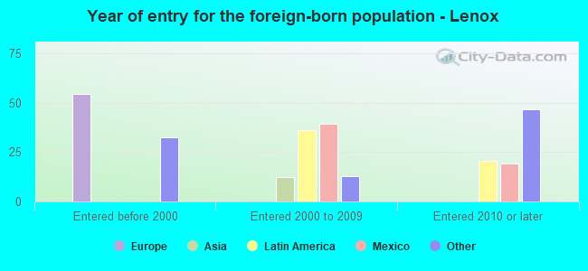 Year of entry for the foreign-born population - Lenox