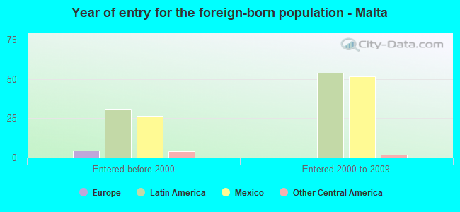 Year of entry for the foreign-born population - Malta