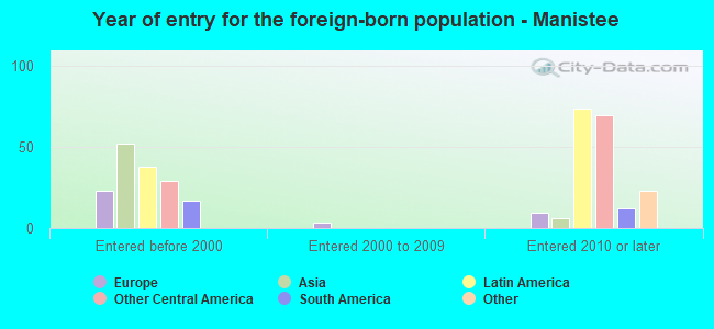Year of entry for the foreign-born population - Manistee