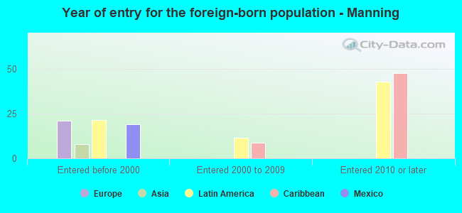 Year of entry for the foreign-born population - Manning