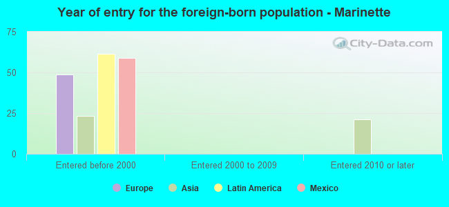 Year of entry for the foreign-born population - Marinette