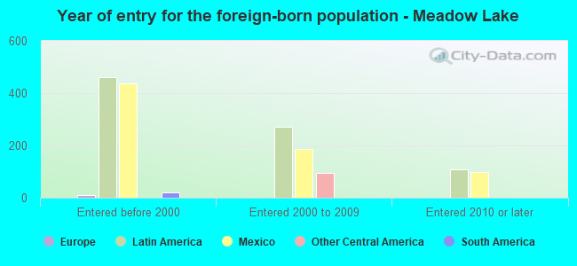 Year of entry for the foreign-born population - Meadow Lake