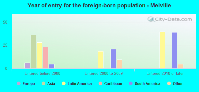 Year of entry for the foreign-born population - Melville