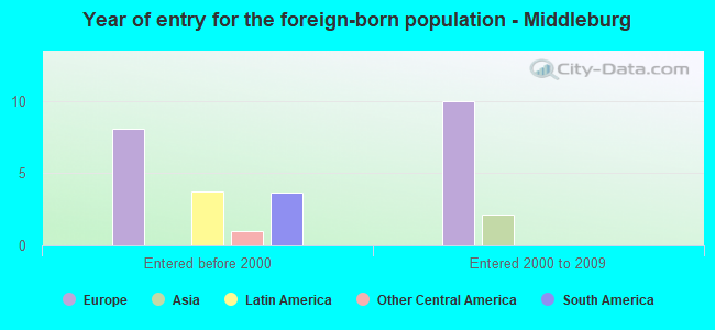 Year of entry for the foreign-born population - Middleburg