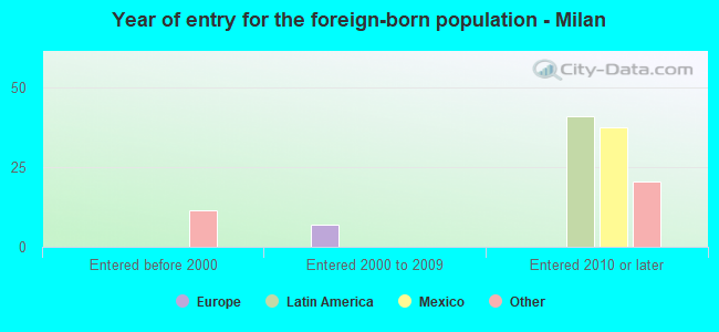 Year of entry for the foreign-born population - Milan