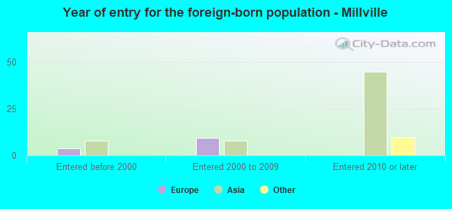 Year of entry for the foreign-born population - Millville