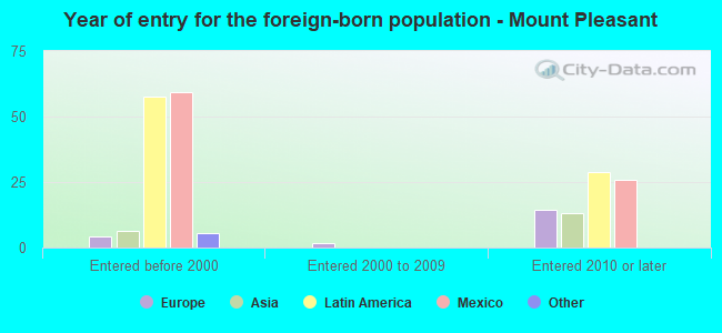 Year of entry for the foreign-born population - Mount Pleasant