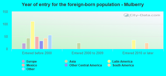 Year of entry for the foreign-born population - Mulberry