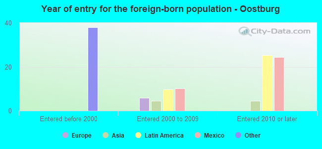 Year of entry for the foreign-born population - Oostburg