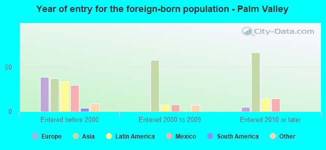 Year of entry for the foreign-born population - Palm Valley