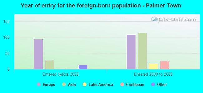 Year of entry for the foreign-born population - Palmer Town