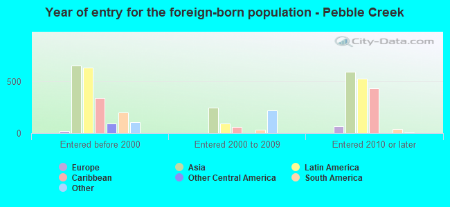 Year of entry for the foreign-born population - Pebble Creek