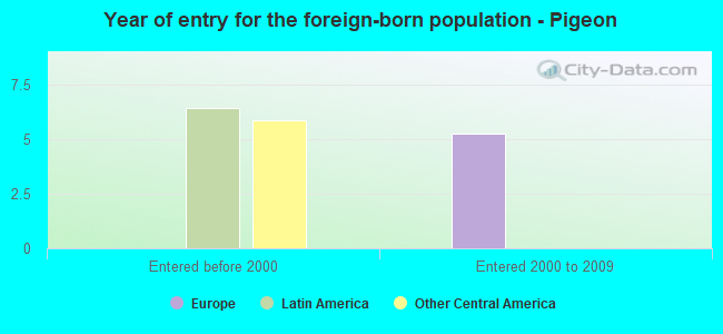 Year of entry for the foreign-born population - Pigeon
