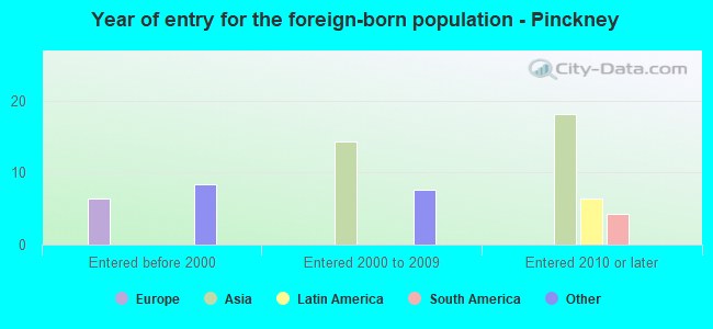 Year of entry for the foreign-born population - Pinckney