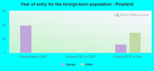 Year of entry for the foreign-born population - Pineland