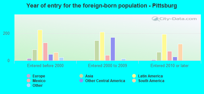 Year of entry for the foreign-born population - Pittsburg