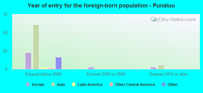 Year of entry for the foreign-born population - Punaluu