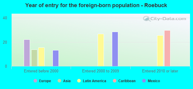 Year of entry for the foreign-born population - Roebuck