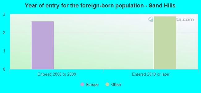 Year of entry for the foreign-born population - Sand Hills