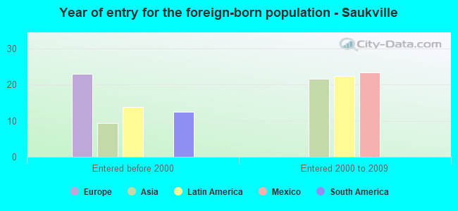 Year of entry for the foreign-born population - Saukville