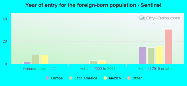 Year of entry for the foreign-born population - Sentinel
