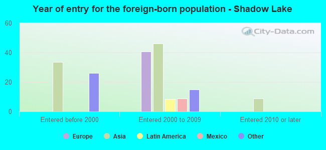 Year of entry for the foreign-born population - Shadow Lake