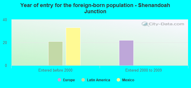 Year of entry for the foreign-born population - Shenandoah Junction