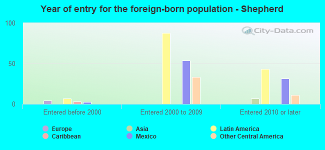 Year of entry for the foreign-born population - Shepherd
