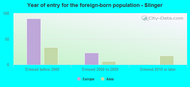 Year of entry for the foreign-born population - Slinger
