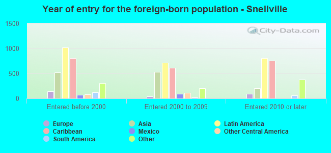 Year of entry for the foreign-born population - Snellville