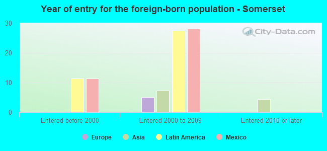 Year of entry for the foreign-born population - Somerset