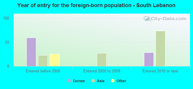 Year of entry for the foreign-born population - South Lebanon