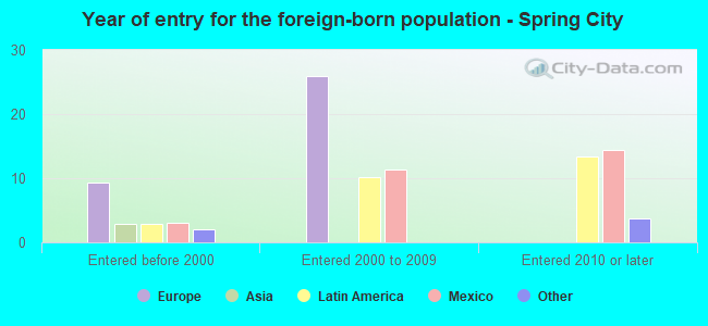 Year of entry for the foreign-born population - Spring City