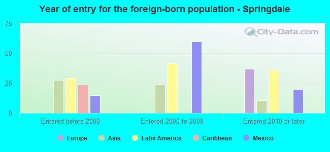 Year of entry for the foreign-born population - Springdale