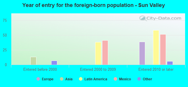 Year of entry for the foreign-born population - Sun Valley