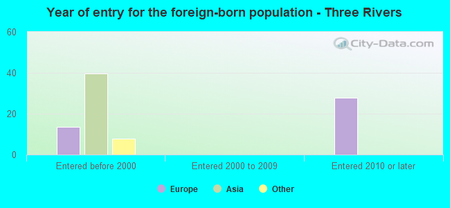 Year of entry for the foreign-born population - Three Rivers